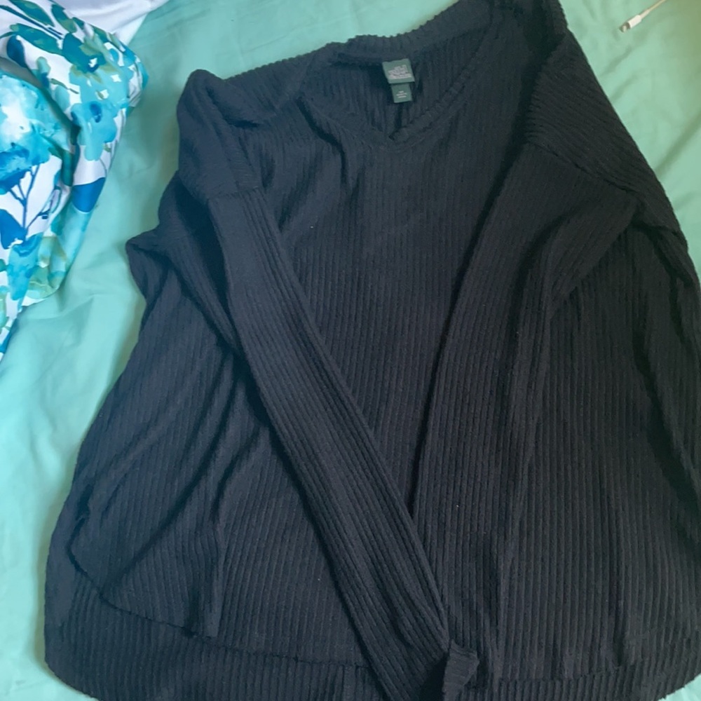 Wild Fable Ribbed Black Top - Picture 2 of 3